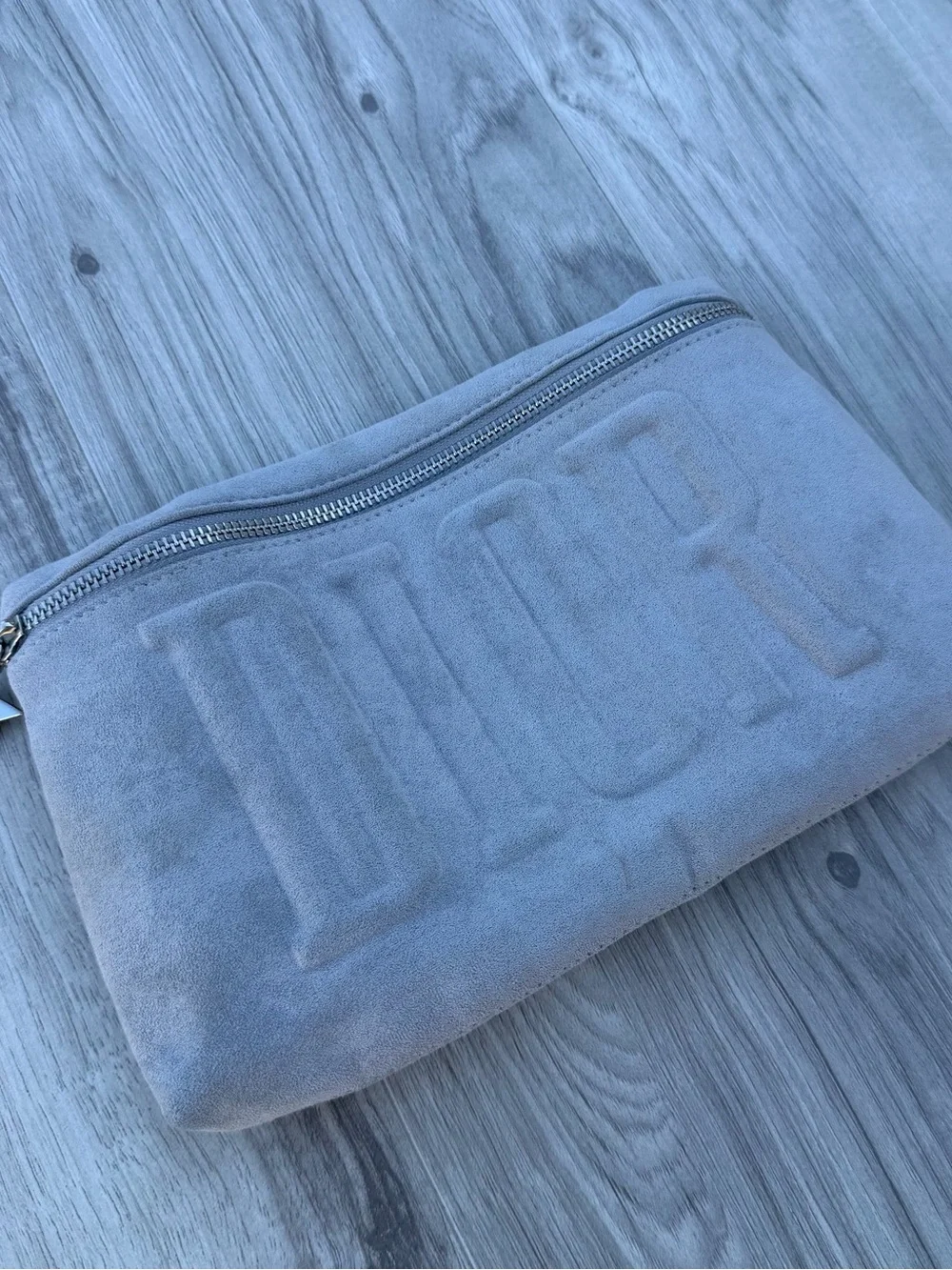 Dior Beauty Gray Suede Cosmetics Make Up Bag